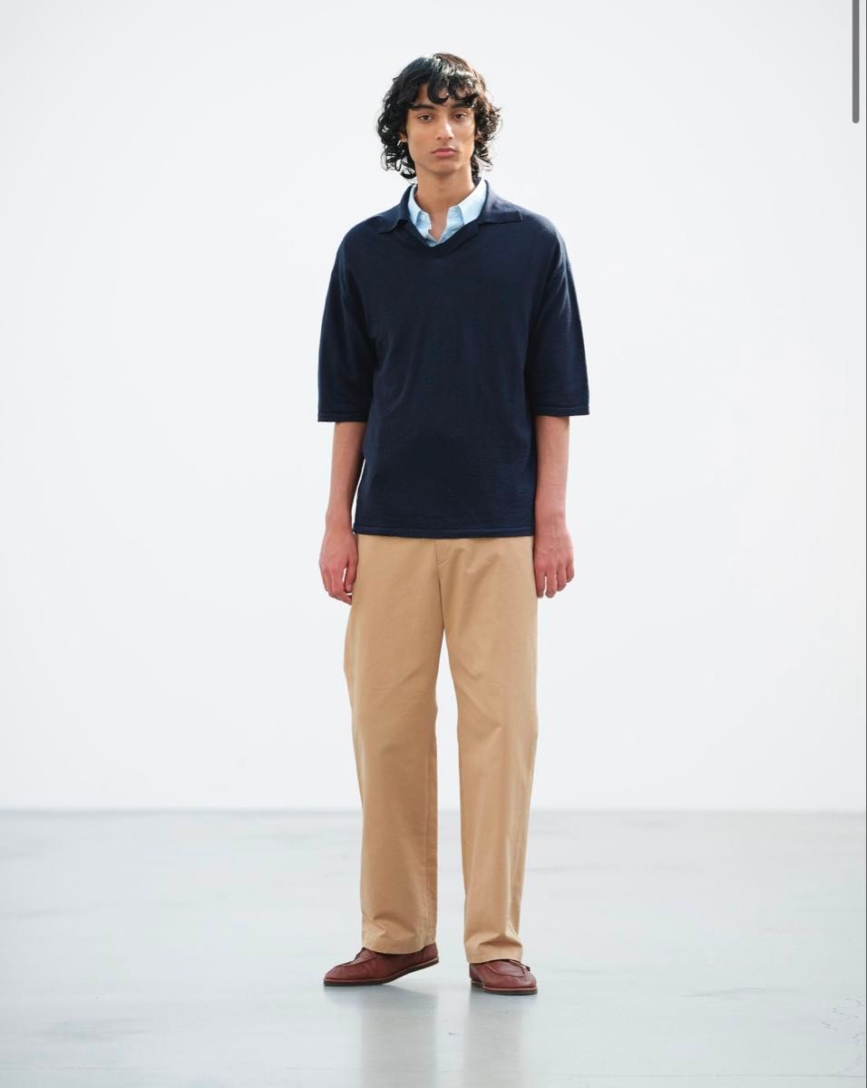 AURALEE 25SS WASHED FINX CHINO BELTED PANTS IVORY WHITE AURALEE 25SS WASHED FINX CHINO BELTED PANTS IVORY WHITE