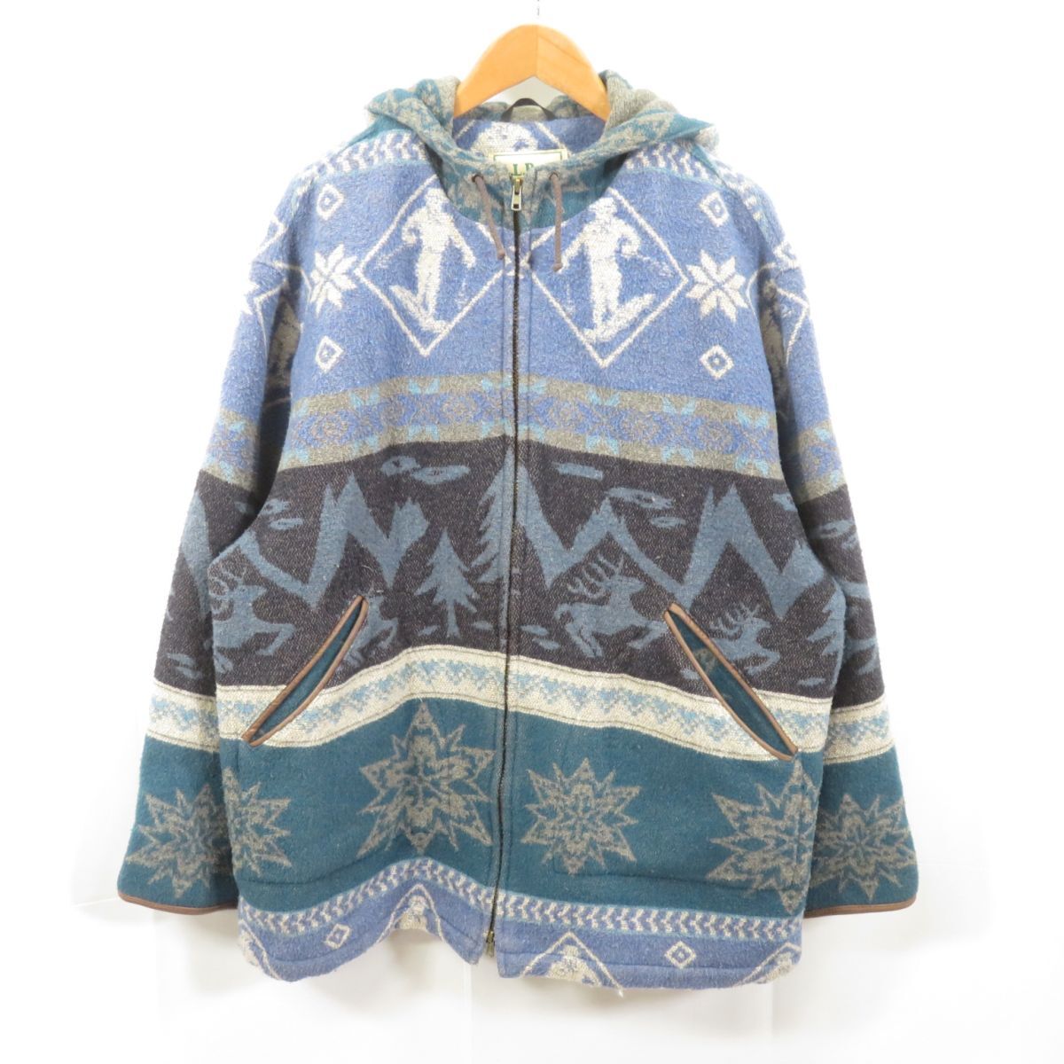 売上実績NO.1 スキーノルディック柄 L.L.Bean 90s 80s ラグ 0202 sizeL/エルエルビーン コート 男性用