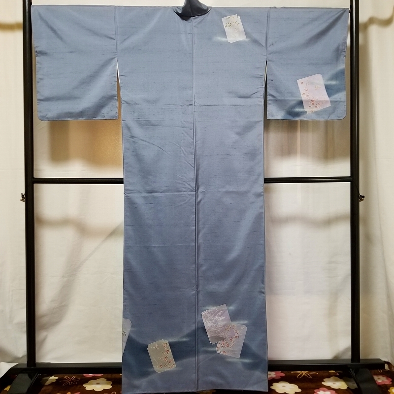 大量入荷 桐輪27432128「お年玉」20%OFF☆逸品物{正絹*駒紬*袷訪問着}☆新品同様品☆*丈162*裄68☆灰み薄青色地☆色紙の中に手描き染の四季花 仕立て上がり 大量入荷 桐輪27432128「お年玉」20%OFF☆逸品物{正絹*駒紬*袷訪問着}☆新品同様品☆*丈162*裄68☆灰み薄青色地☆色紙の中に手描き染の四季花 仕立て上がり