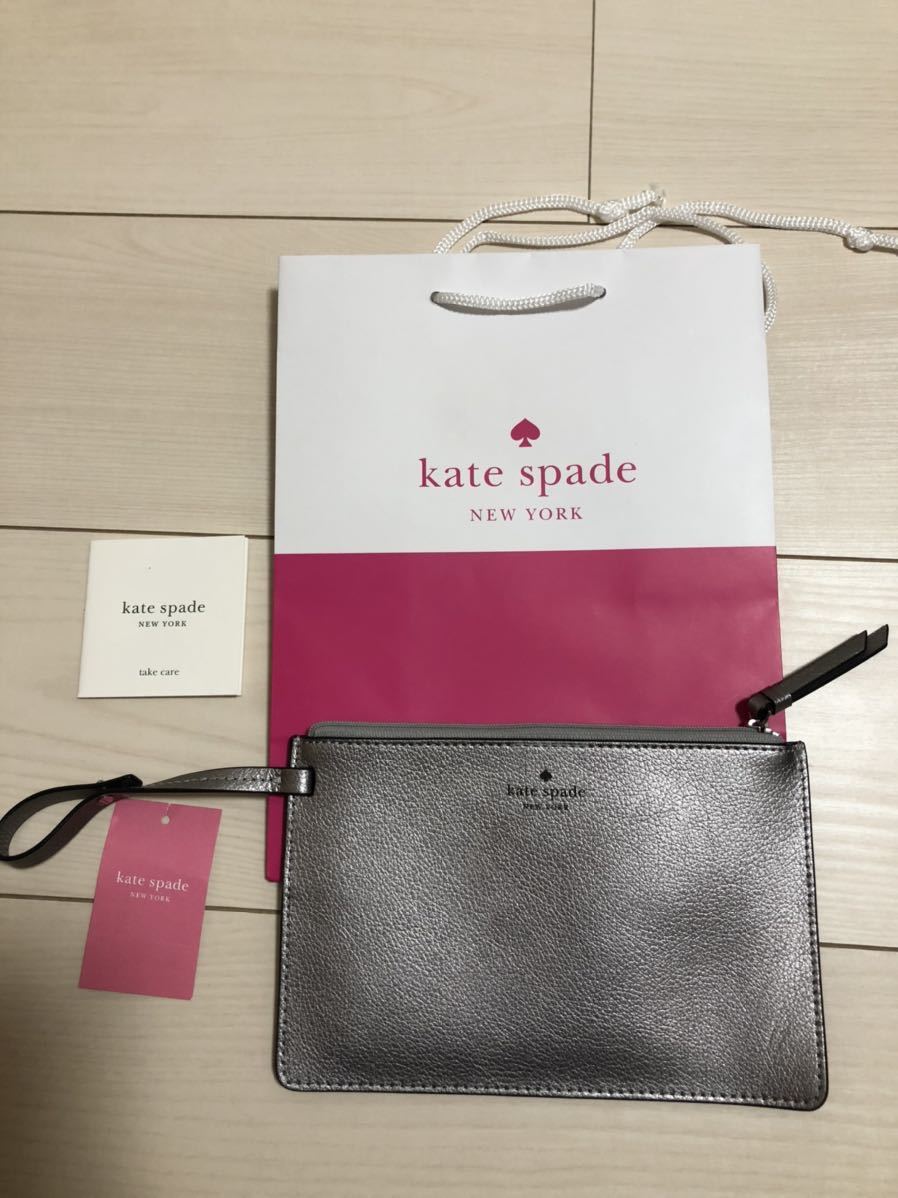 新品 半額以下 人気 ケイトスペード kate spade ポーチ 小物入れ シルバー×ネイビー 銀×紺_画像1