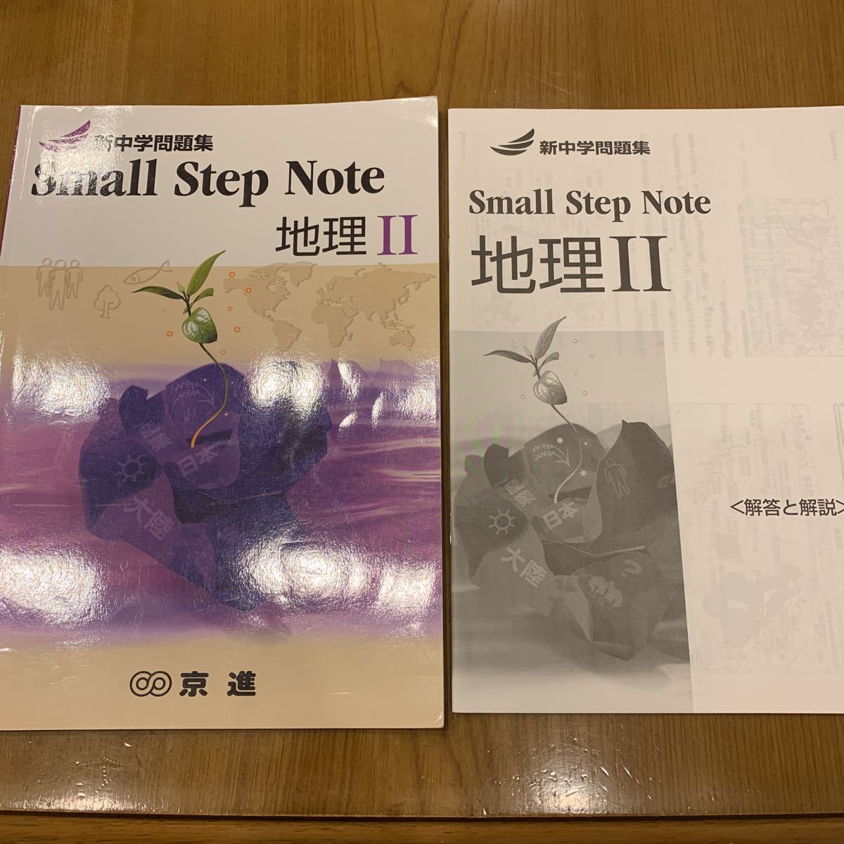 ★C-D：入試問題集 塾教材 京進 京都【新中学問題集 Small Step Note】中学2年 地理Ⅱ 解答解説付★高校受験対策 書込多 2018年新2年時使用_画像1