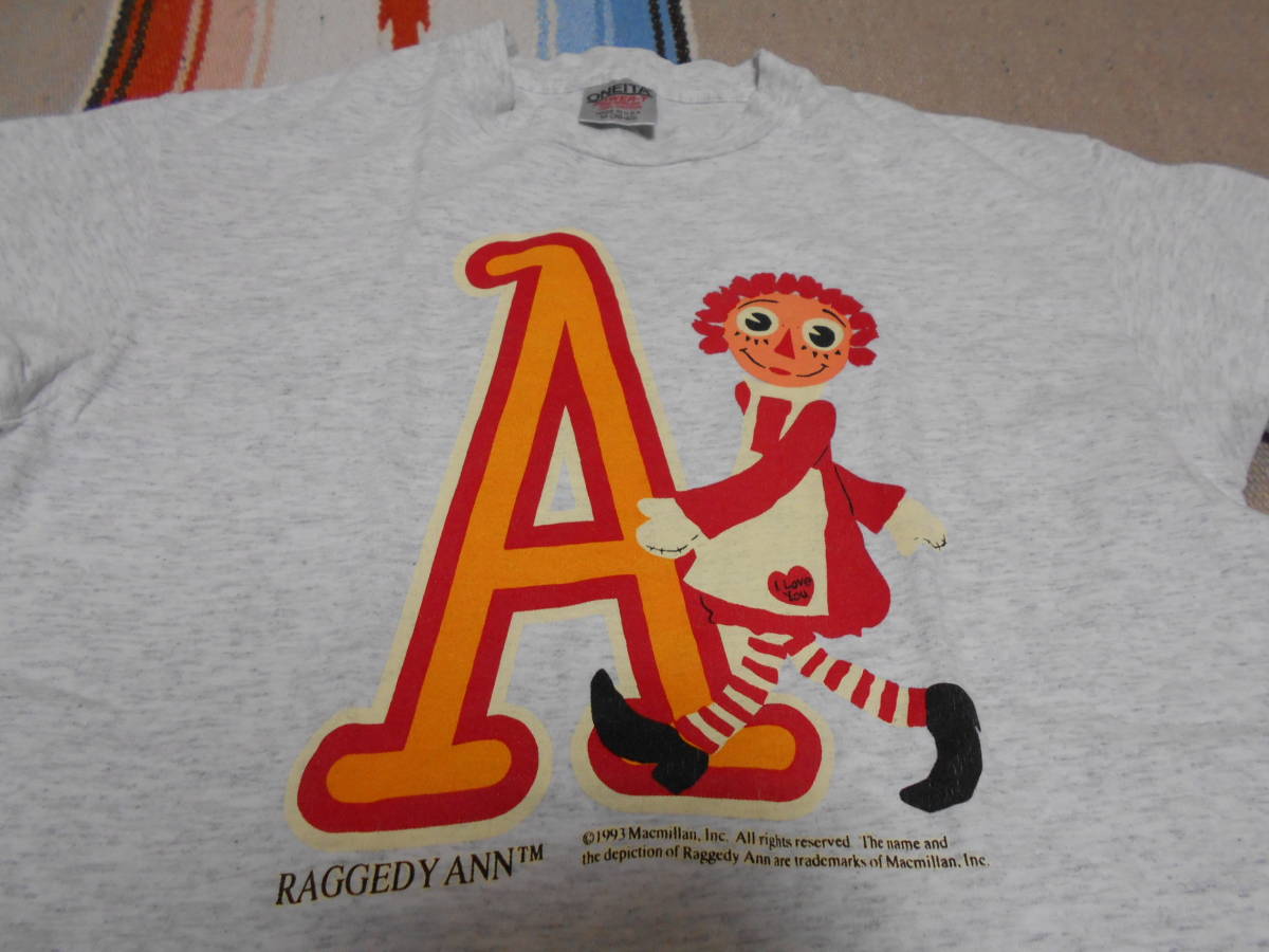 １９９３年製 RAGGEDY ANN MACMILLAN, Inc. ONEITA POWER-T ビンテージ Tシャツ 霜降りグレー MADE IN USA VINTAGE OLDSCHOOL ANTIQUES_画像1