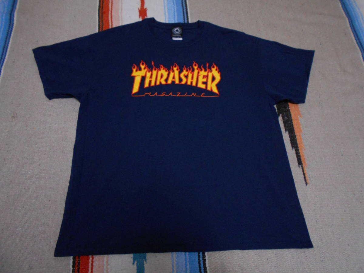 THRASHER MAGAZINE SanFrancisco スラッシャー正規品 Tシャツ 紺 ネイビー XL オールドスケート スケートボード モトクロス SKATEBOARD BMXの画像2