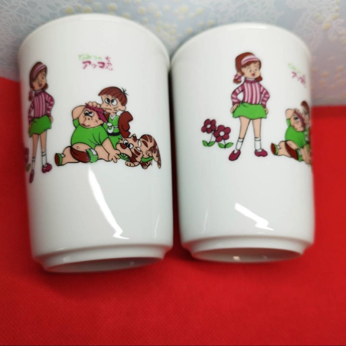 希少品 昭和レトロ ひみつのアッコちゃん 2個セット 湯呑み コップ 湯のみ茶碗 