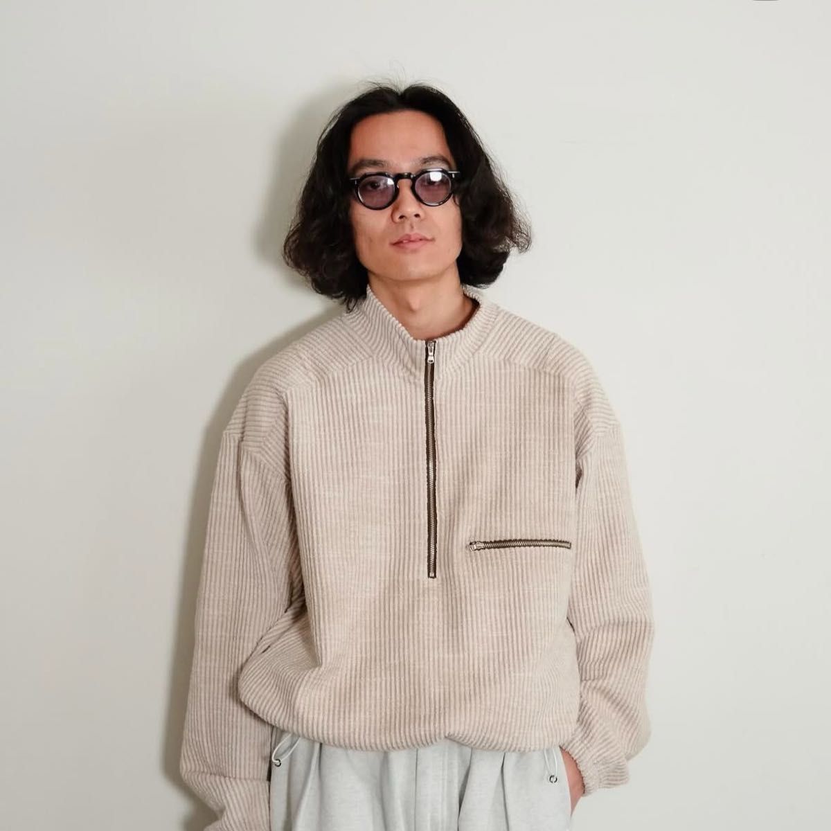 Ancellm 25ss cut stripe half pull over shirt anc-ct96 サイズ Ancellm 25ss cut stripe half pull over shirt anc-ct96 サイズ