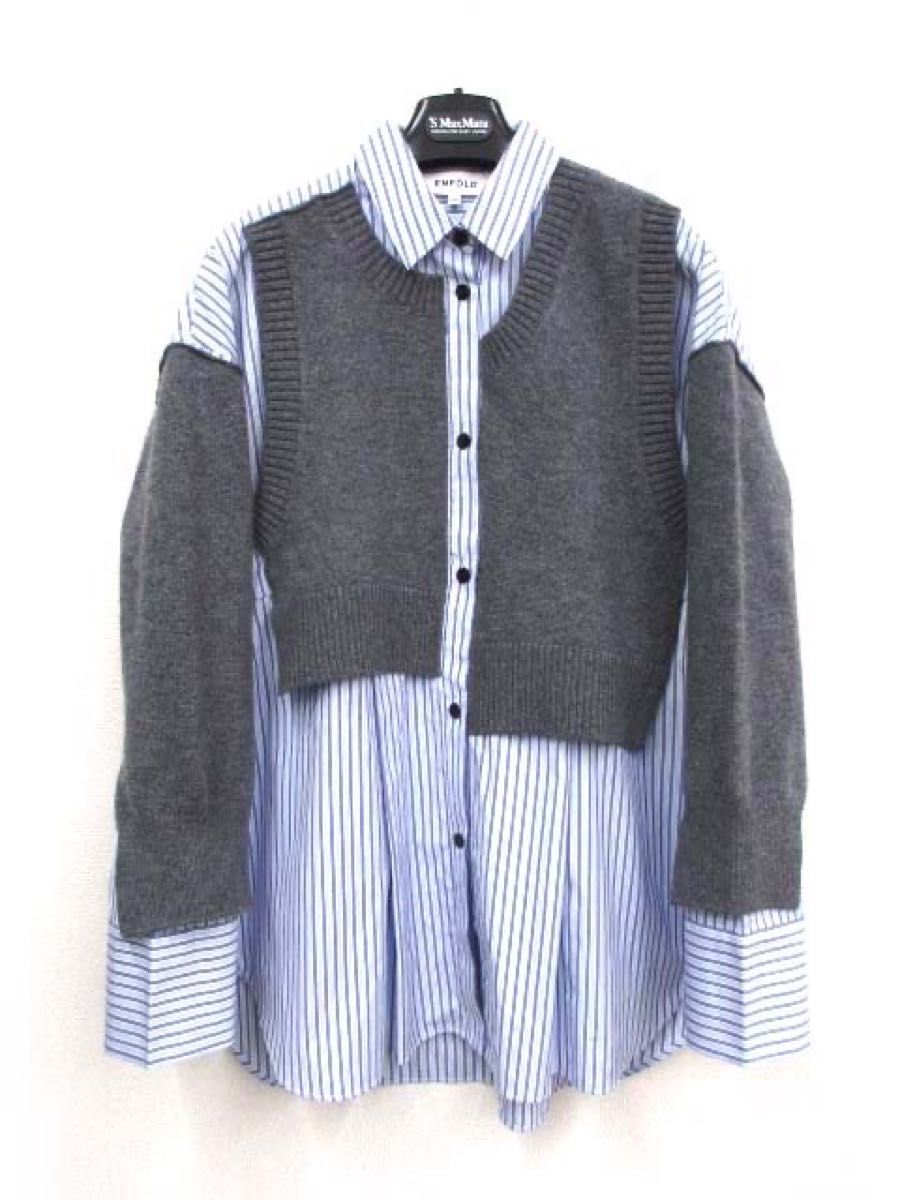 美品 ENFOLD エンフォルド KNIT COMBINATION SHIRT 2024AW 美品 ENFOLD エンフォルド KNIT COMBINATION SHIRT 2024AW