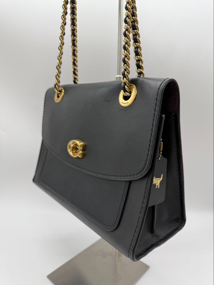 coach コーチ ターンロック レザー ダブルチェーンショルダー coach コーチ ターンロック レザー ダブルチェーンショルダー