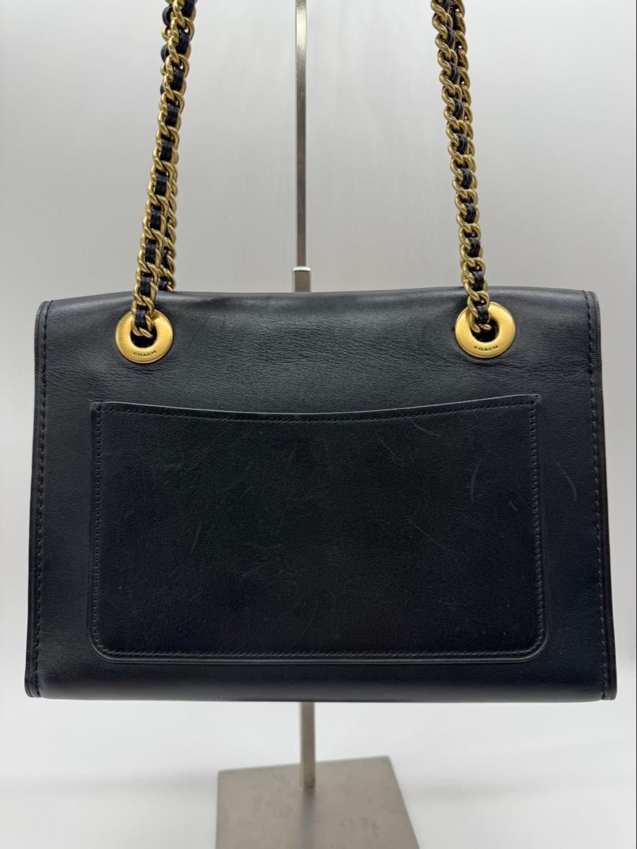 coach コーチ ターンロック レザー ダブルチェーンショルダー coach コーチ ターンロック レザー ダブルチェーンショルダー