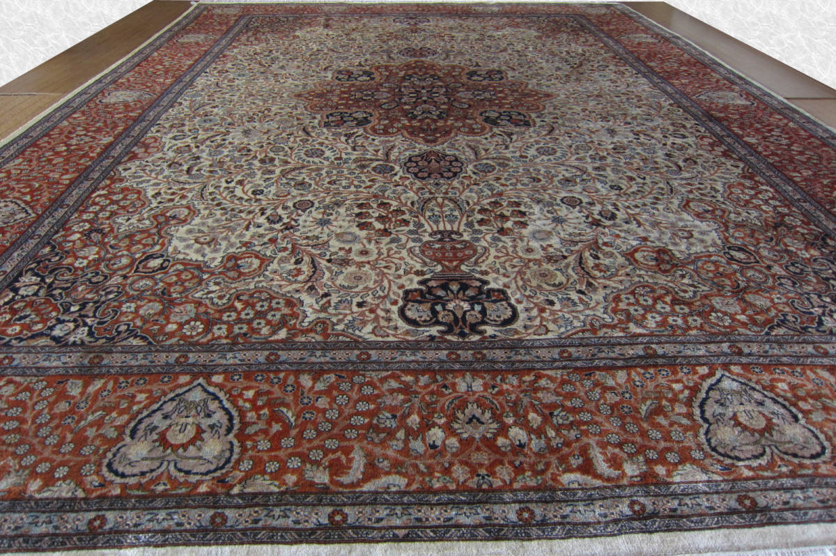 【380×280】ウール◆パキスタン産絨毯・カーペット■1456-300_画像1