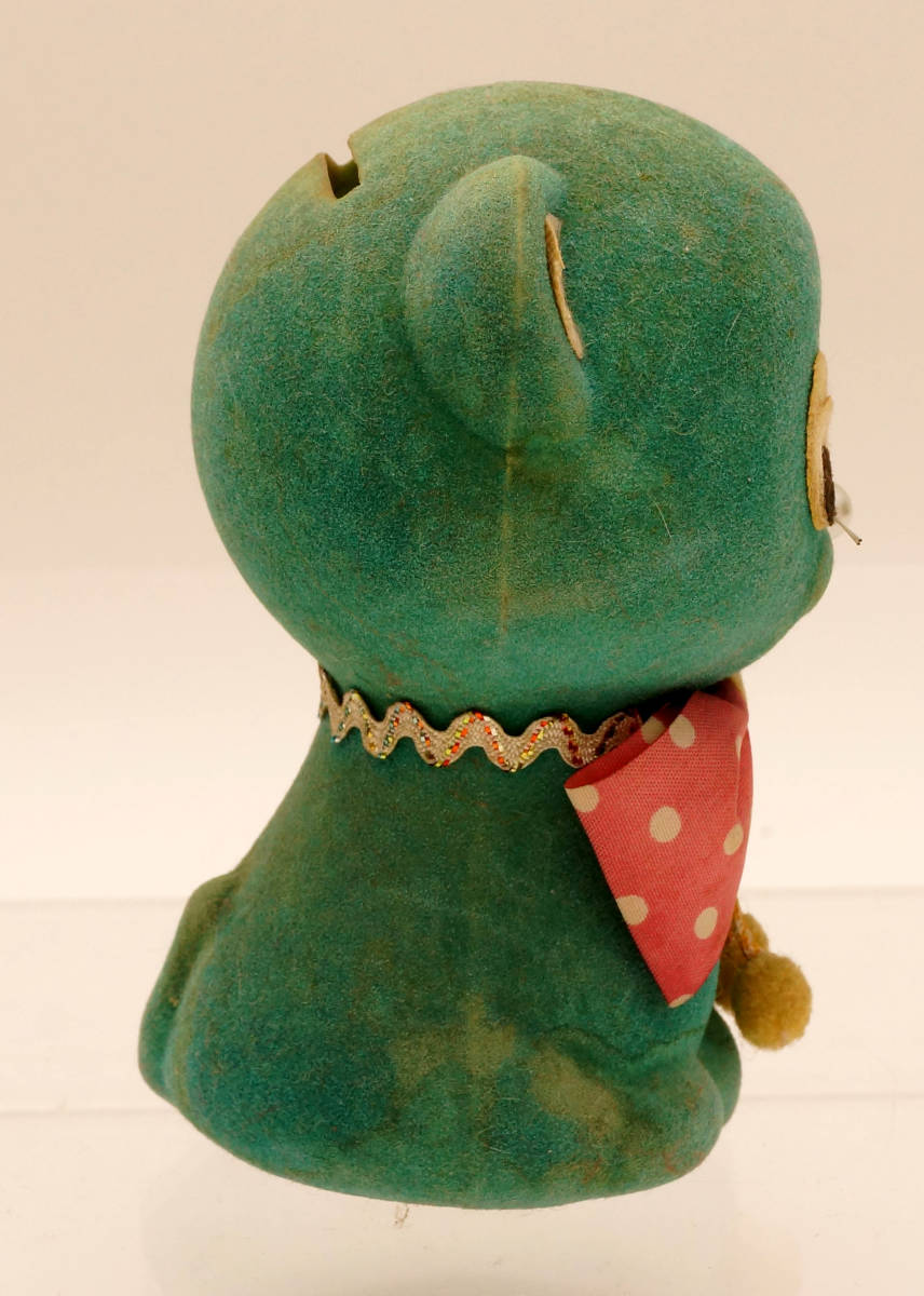 昭和レトロ　陶器製　フロッキー加工　猫の貯金箱_画像3