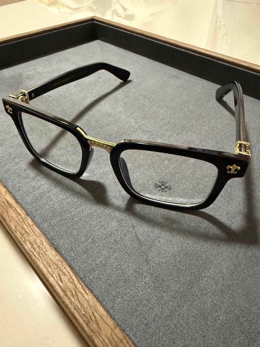 眼鏡 ブラック×メタル 金ゴールド