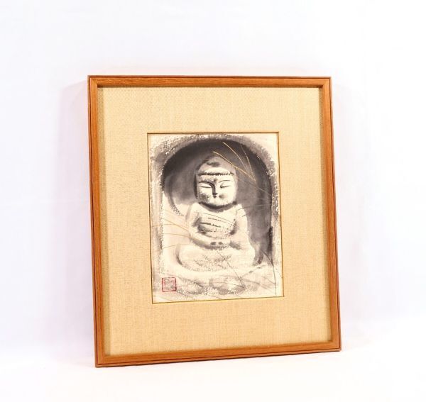 真作 穐月明 水墨「野の佛」画19×24cm 2号 和歌山県出身 孤高の 真作 穐月明 水墨「野の佛」画19×24cm 2号 和歌山県出身 孤高の