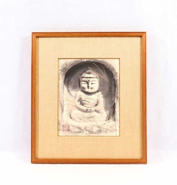 真作 穐月明 水墨「野の佛」画19×24cm 2号 和歌山県出身 孤高の 真作 穐月明 水墨「野の佛」画19×24cm 2号 和歌山県出身 孤高の