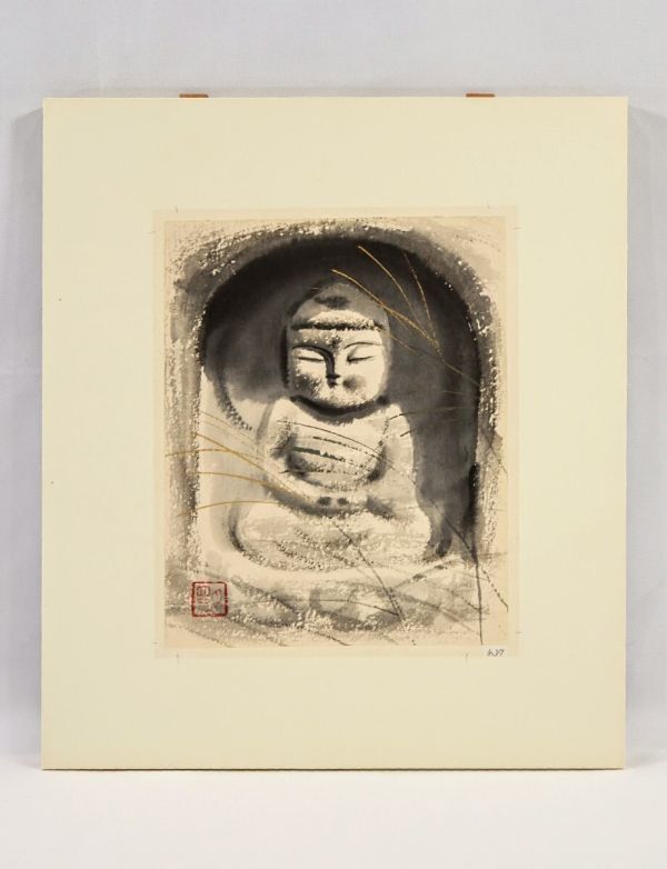 真作 穐月明 水墨「野の佛」画19×24cm 2号 和歌山県出身 孤高の 真作 穐月明 水墨「野の佛」画19×24cm 2号 和歌山県出身 孤高の