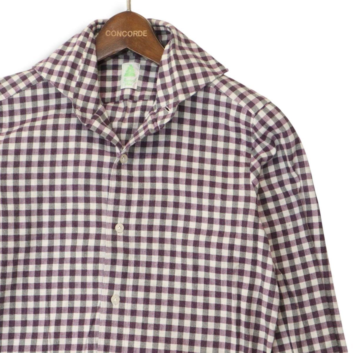 イタリア制★ Finamore Napoli フィナモレ 通年 長袖 ホリゾンタルカラー チェック ネル シャツ Sz.XS メンズ　A5T00997_2#C