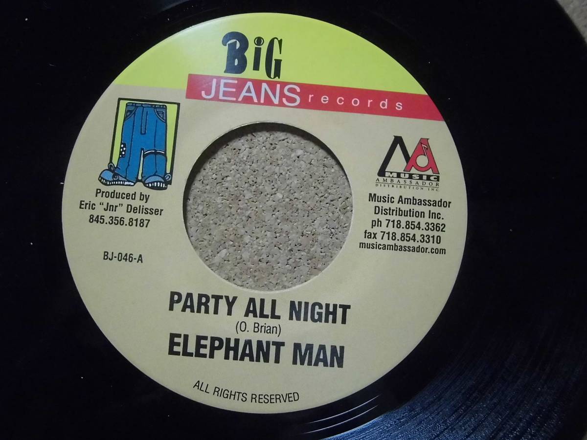 (55円スタート!まとめ買いがお得)即決試聴【 Dancehall Reggae 】Elephant Man - Party All Night /Eric & Delisser/ Big Jeans 7inch_画像1