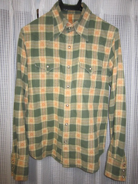 初期 完全オリジナル TMT 雪柄 ウエスタン チェックシャツ 緑 Sサイズ 