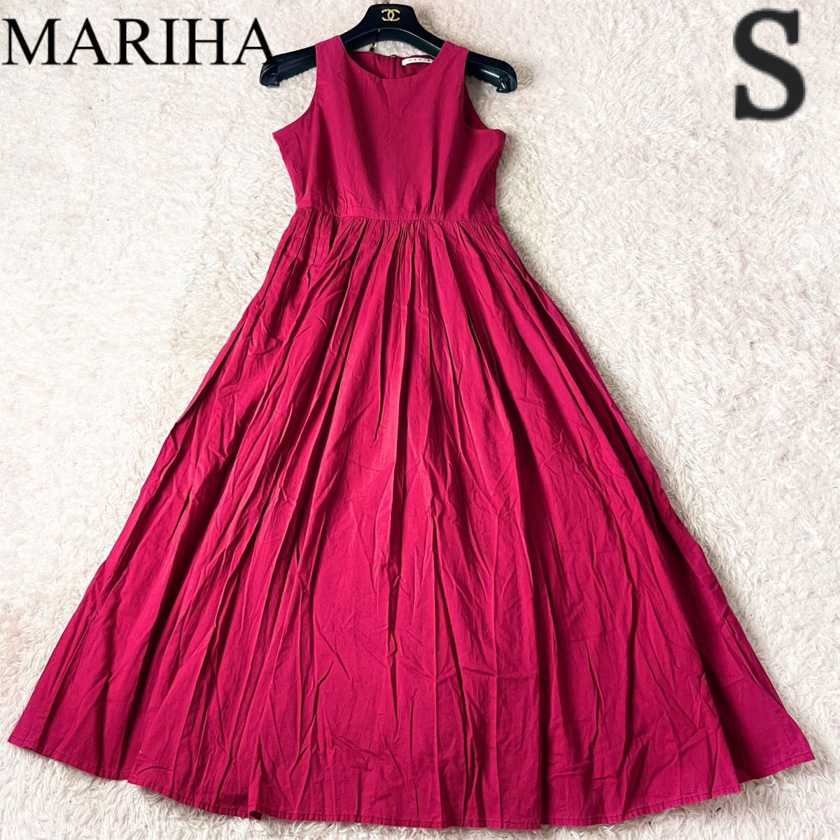 MARIHA マリハ 夏のレディのドレス ロングワンピース フレア Aライン ノースリーブ ショッキングピンク 36 S リゾート