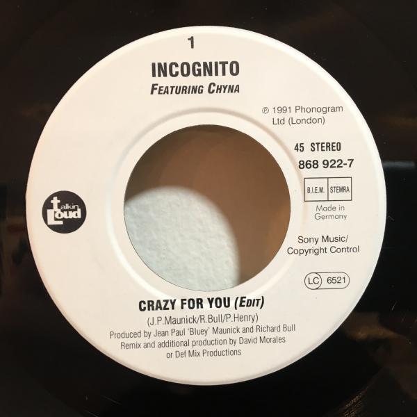 ☆Incognito/Crazy For You Featuring Chyna☆MELLOW UK SOUL/HOUSE！_画像2