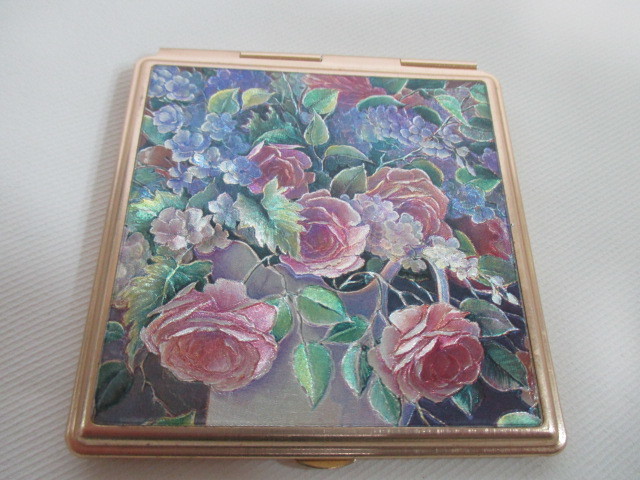  rose. flower compact mirror hand-mirror ( magnifying glass attaching )