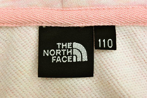 S-8077★送料無料★美品★THE NORTH FACE ザ ノースフェイス★正規品 ピンク色 スウェット ノースリーブ ジップアップパーカー ベスト 110_画像3