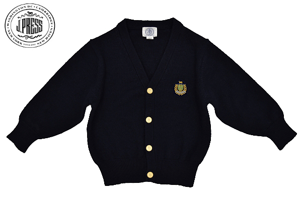 S-8123* free shipping * beautiful goods *J.PRESS J. Press * autumn winter man and woman use . examination navy navy blue color gold button emblem wool knitted cardigan 100