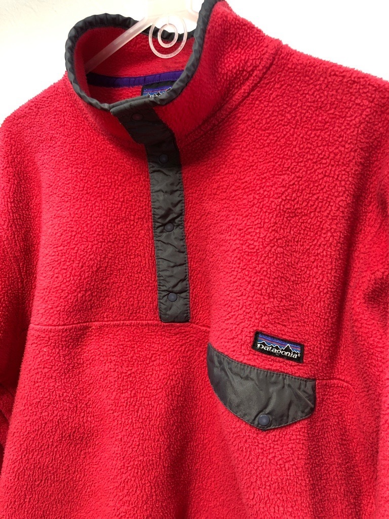 希少 1990年製 Patagonia パタゴニア スナップ-T シンチラ フリース プルオーバー レッド R20205_画像1