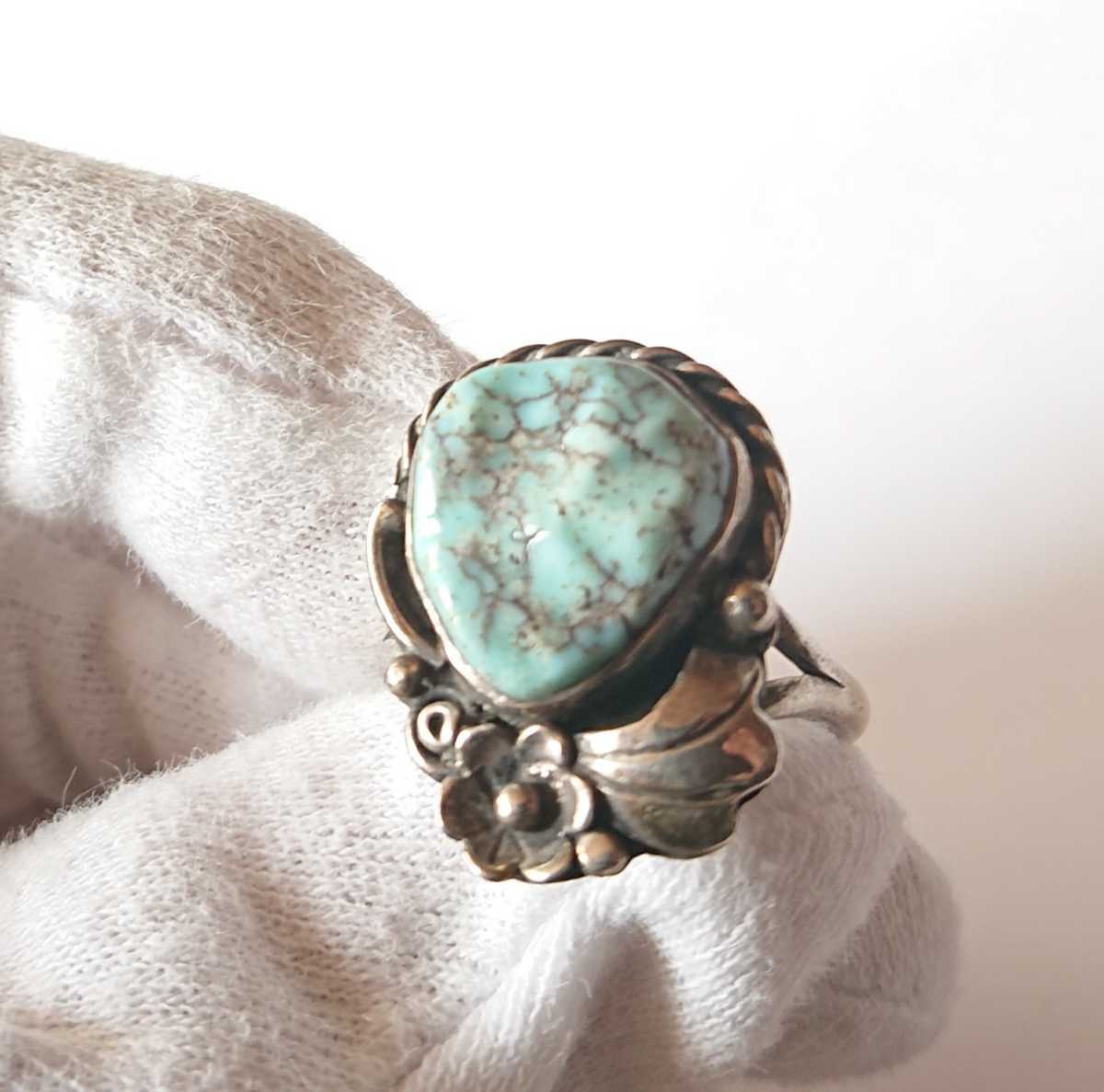 1736 SILVER925 Vintage бирюзовый кольцо 12.5 номер натуральный камень серебряный 925 индеец ювелирные изделия s Lee булавка g красота Navajo группа красивый 
