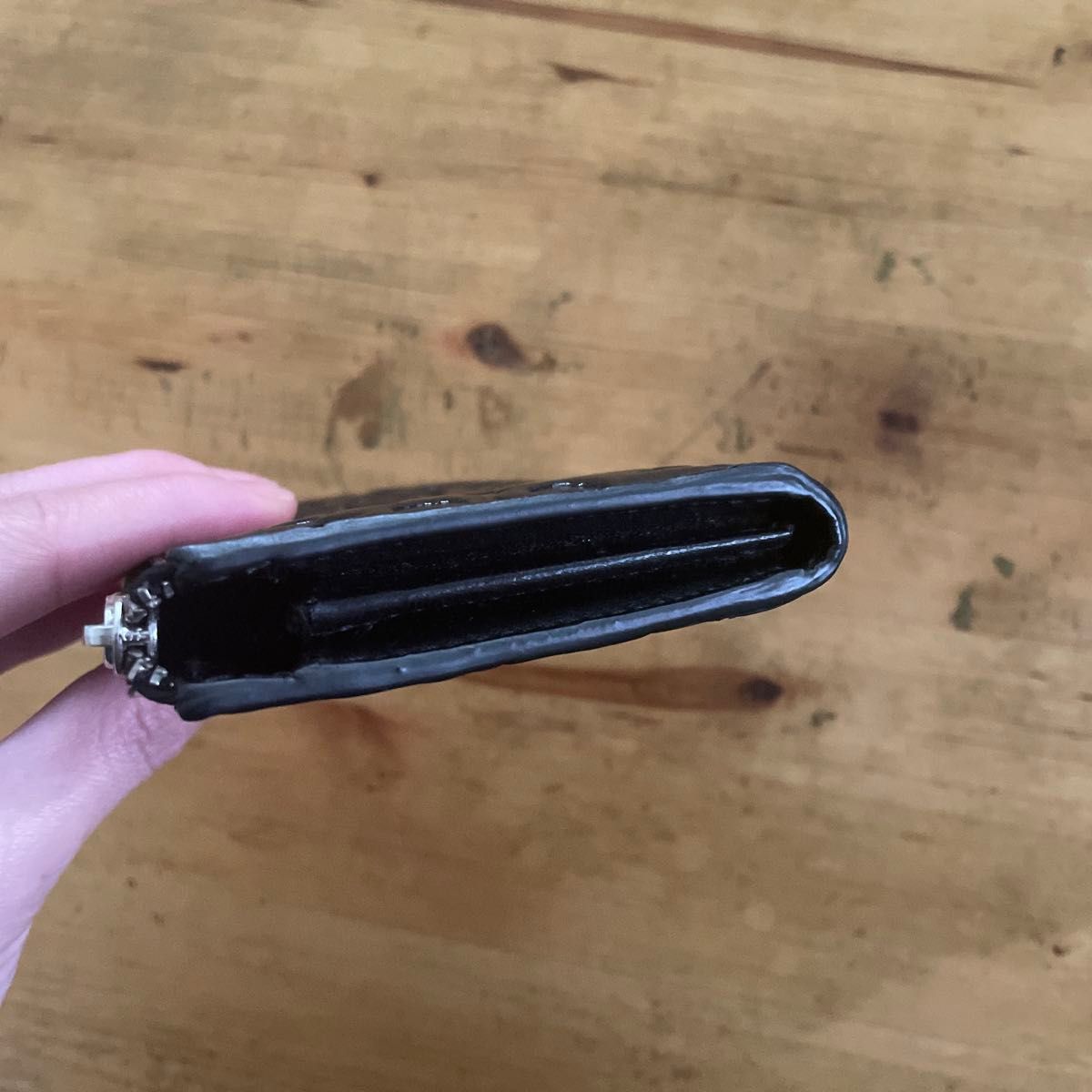 marimekko財布 マリメッコ ブラック ウニッコ 型押しレザー本革 marimekko財布 マリメッコ ブラック ウニッコ 型押しレザー本革