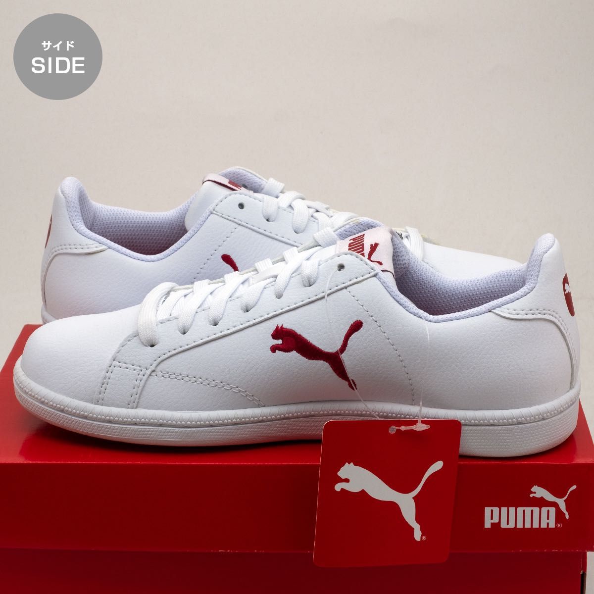 PUMA プーマ スニーカー 本革 レディース ホワイト レッド 24cm PUMA プーマ スニーカー 本革 レディース ホワイト レッド 24cm