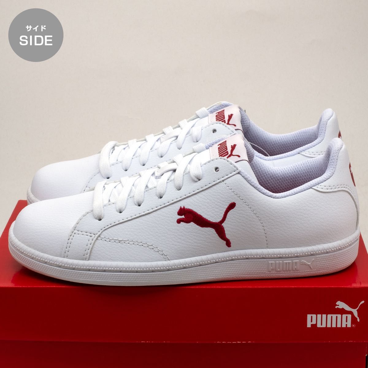 PUMA プーマ スニーカー 本革 レディース ホワイト レッド 24cm PUMA プーマ スニーカー 本革 レディース ホワイト レッド 24cm
