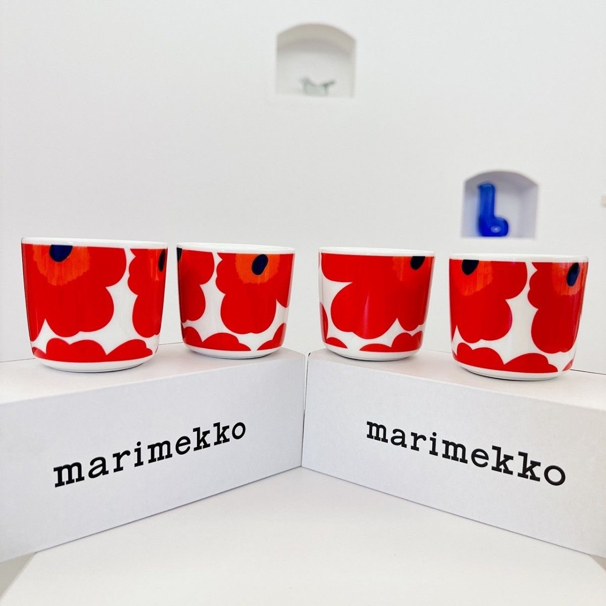 新品未使用 マリメッコ ウニッコ ラテマグ marimekko レッド ペア 北欧食器