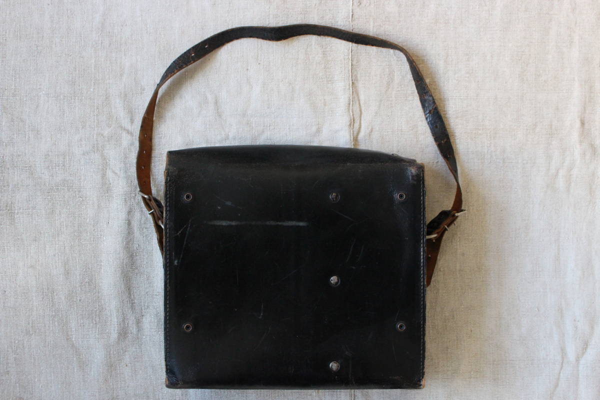 1970-80s Germany leather bag marks liePTT post office Germany post leather Vintage industry series mail Work black antique euro 