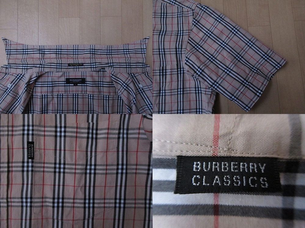 日本製 BURBERRY CLASSICS ノバチェック BD半袖 シャツ 2 バーバリー ロンドン クラシック 三陽商会 ボタンダウンcheckイギリス カットソー_画像9