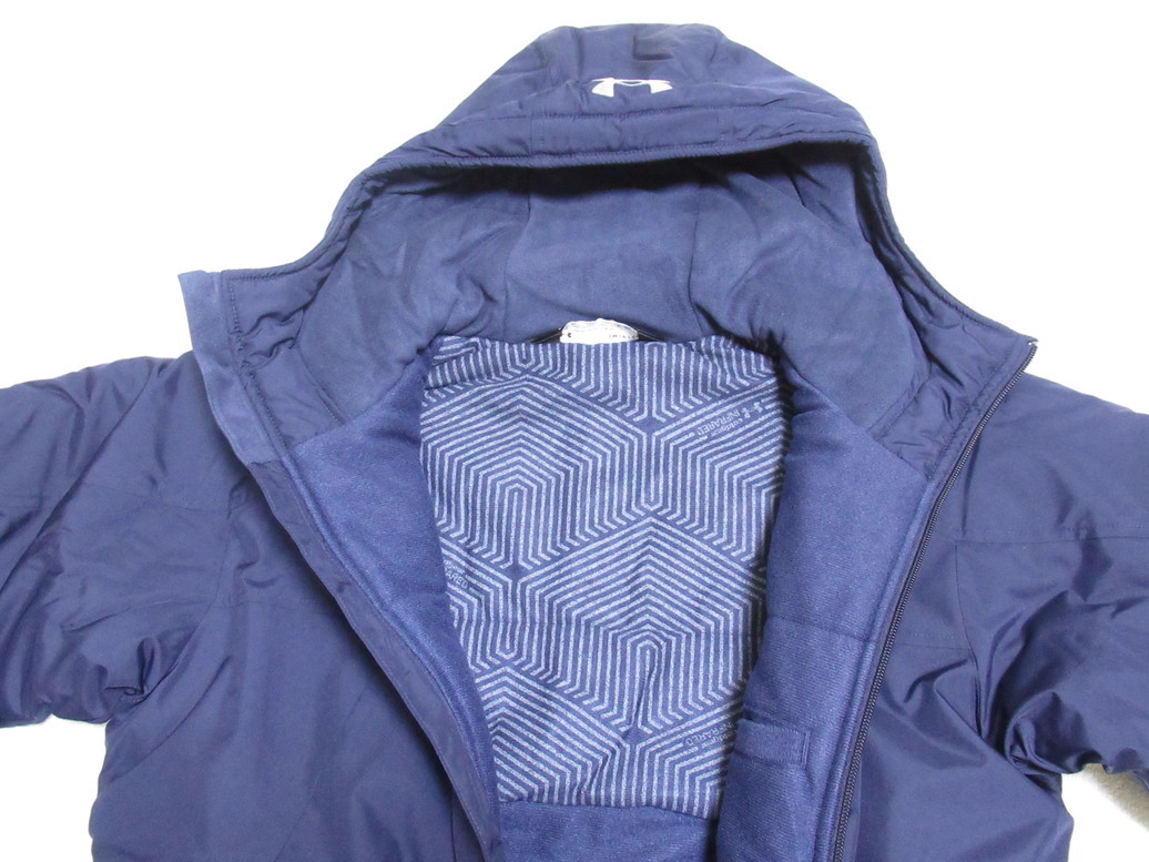 UNDER ARMOUR bench coat navy blue navy S SM Under Armor cotton inside long coat water-repellent men's 1305629-410