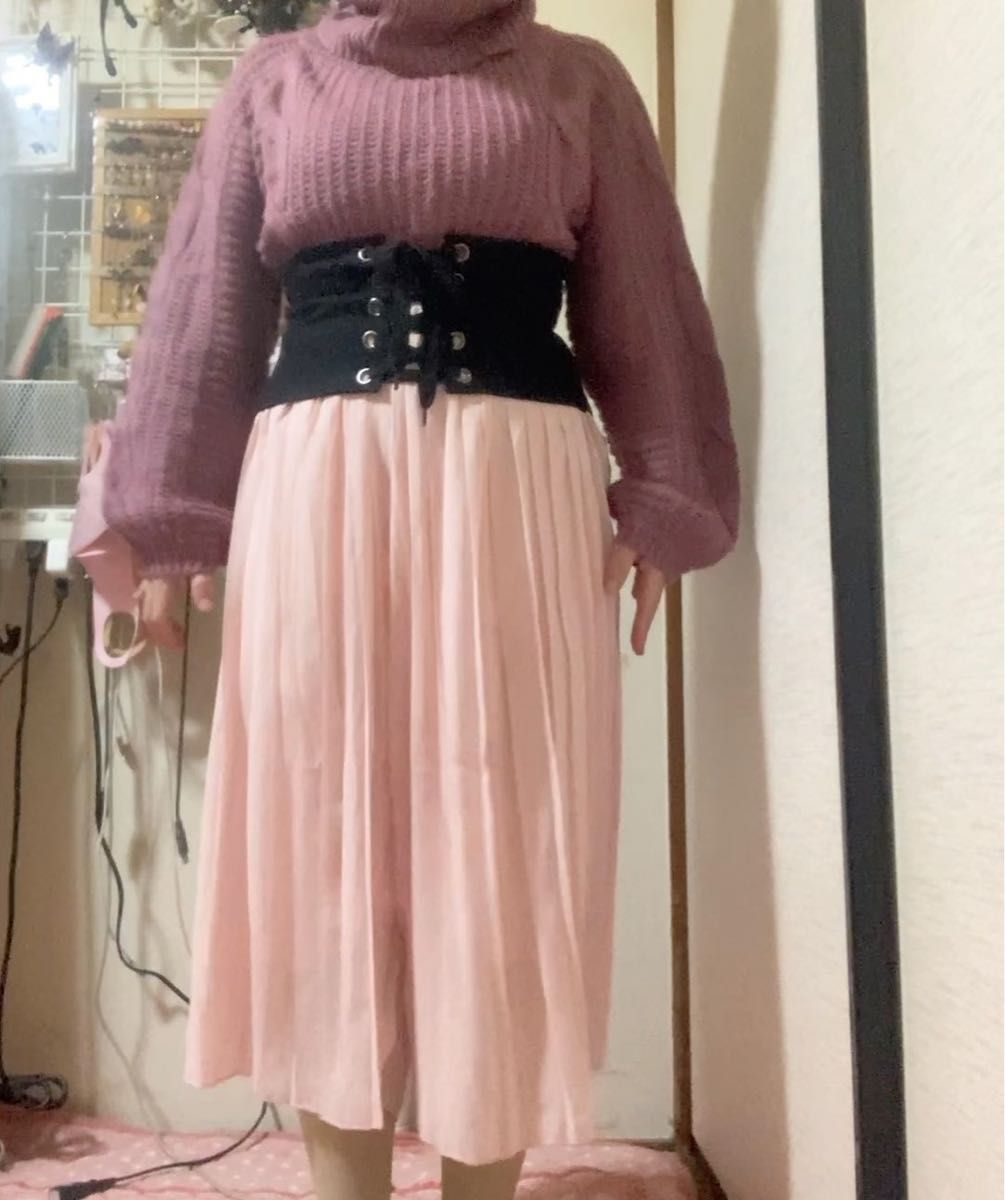 プリーツ ワイドパンツ シフォン ガウチョパンツ