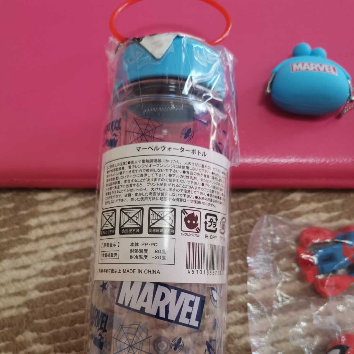 未使用　MARVEL スパイダーマン スパイダーグウェン アイアンマン　がま口　マーベル　ウォーターボトル　ミニフィギュア　キーホルダー　_画像3