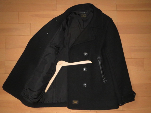 送料無料発送 希少 逸品 ダブルタップス WTAPS BLACK WATCH / COAT.WOOL.MELTON 黒 Pコート 正規品 日本製 人気完売 XL 超美品 ハンガー付_ダブルタップス WTAPS 