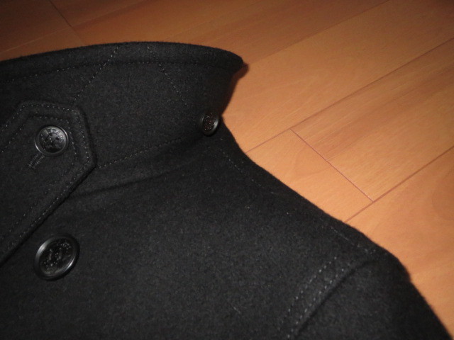 送料無料発送 希少 逸品 ダブルタップス WTAPS BLACK WATCH / COAT.WOOL.MELTON 黒 Pコート 正規品 日本製 人気完売 XL 超美品 ハンガー付_超美品