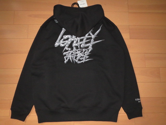 特価即決 送料無料発送 LONELY 論理 ＃12 VAZVERTコラボ METALIC HOODIE プルオーバーパーカー 黒 XL 正規品 新品未使用 タグ付き