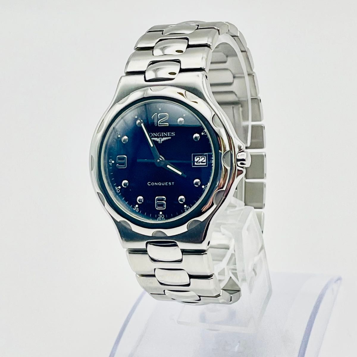 美品 LONGINES ロンジン L1.631.4 ネイビーブルー文字盤 SS クオーツ 腕時計