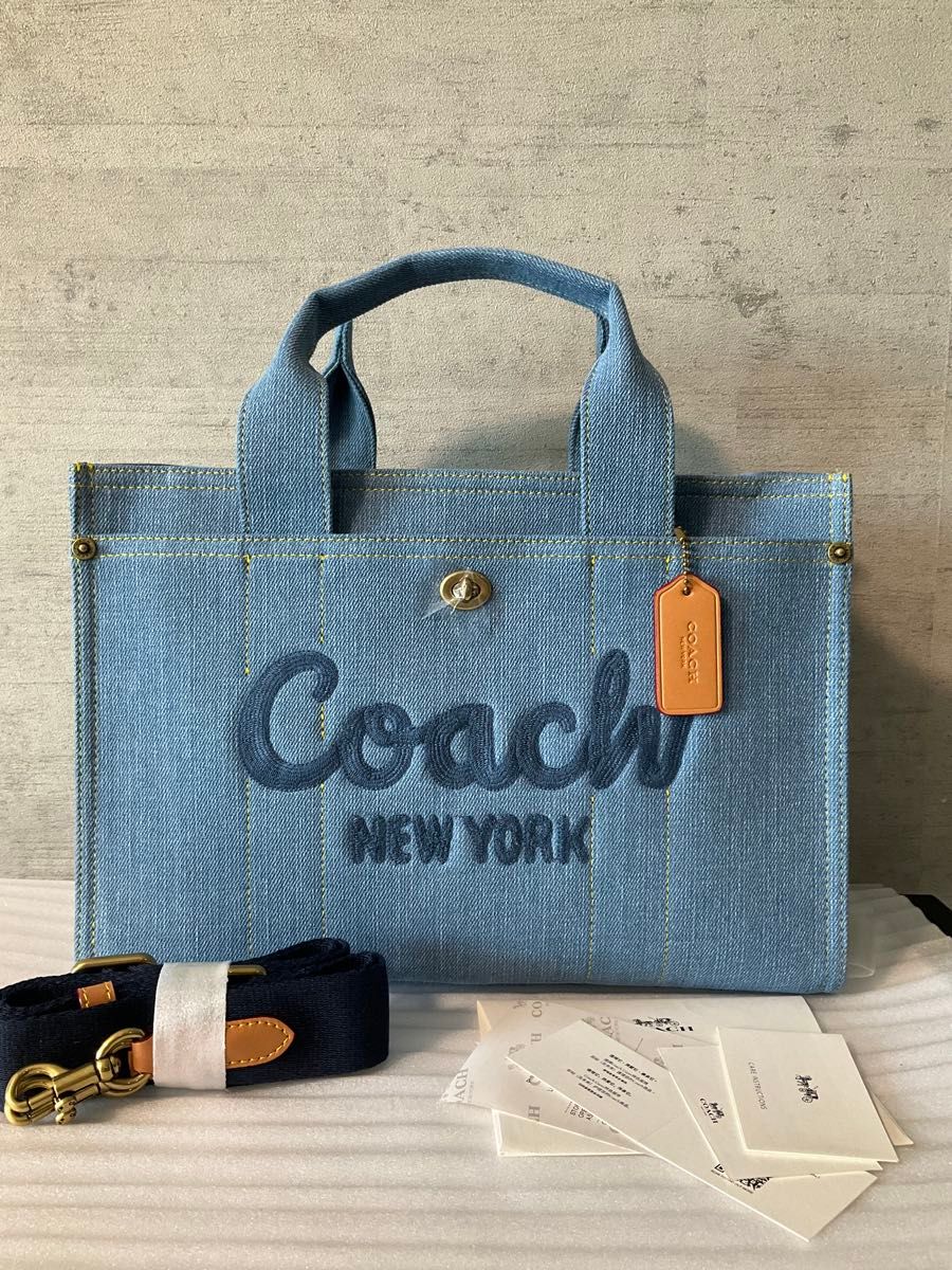 Coach カーゴトートバッグ 34 大サイズ デニム CR657 新品 COACH コーチ カーゴトート 34 CR657 デニム デニムバッグ