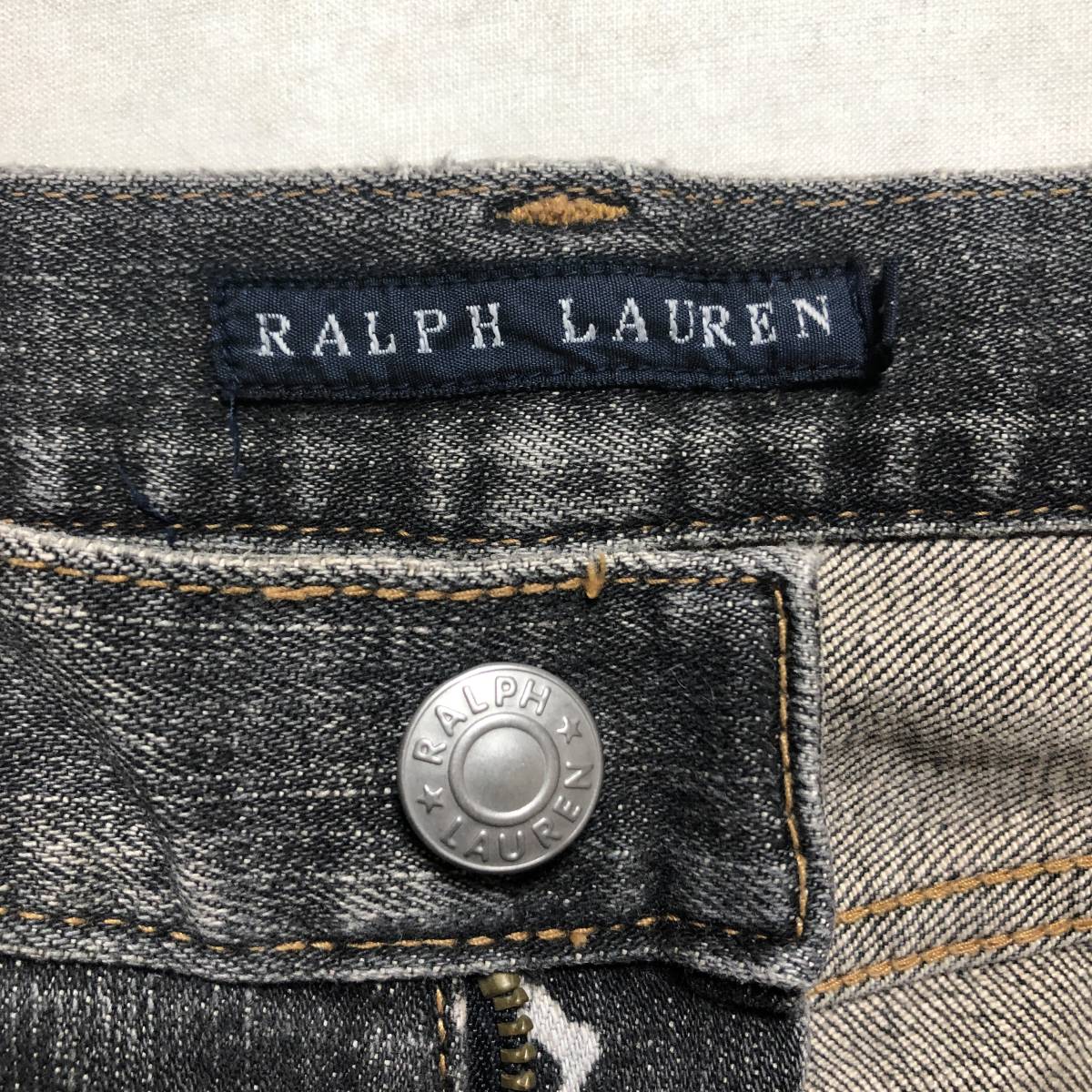 RALPH LAUREN Ralph Lauren USED processing Denim jeans black size7 control A475