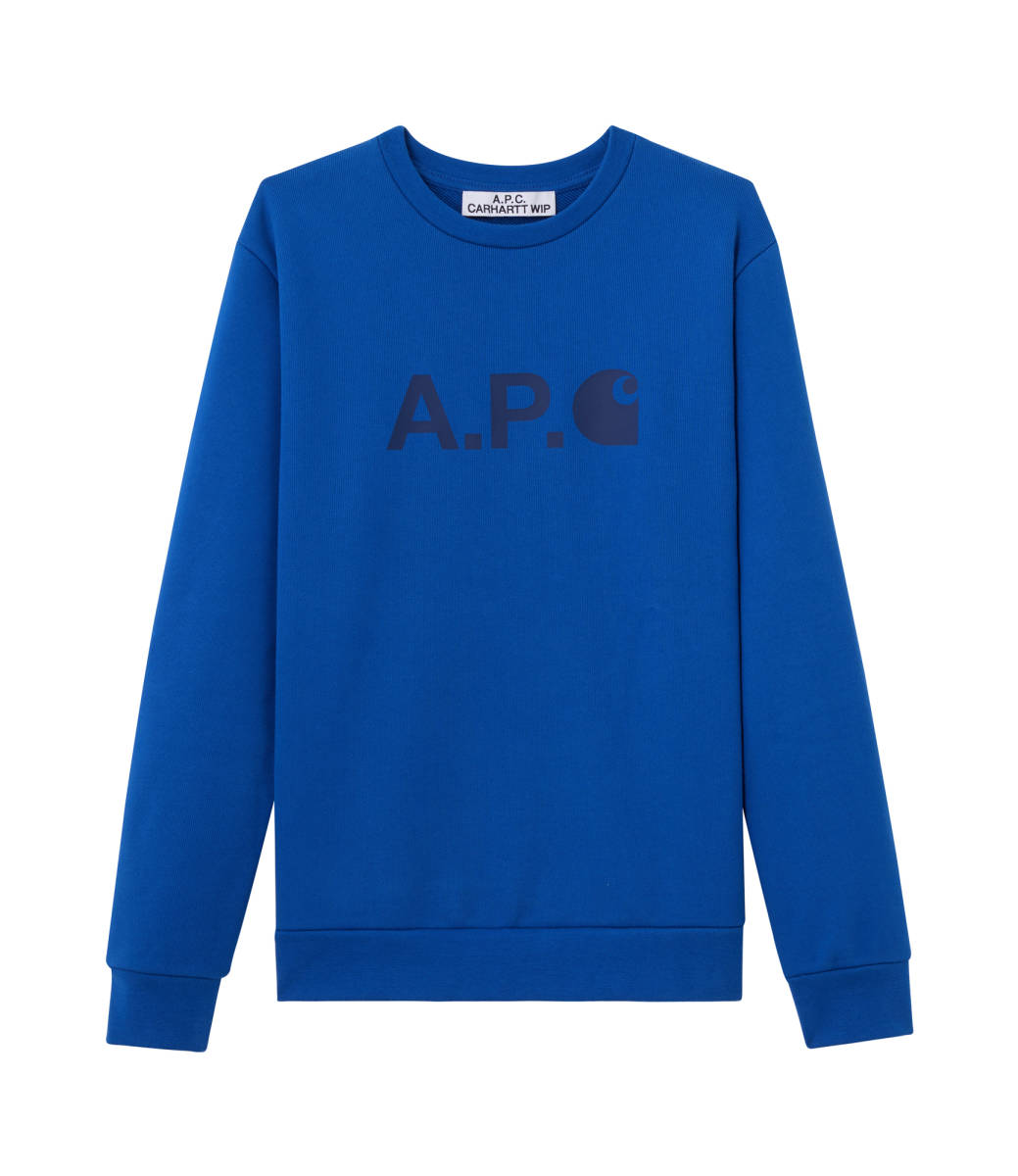 APC×CARHARTT WIP ロゴ スエット ロイヤルブルー Sサイズ 新品_画像4