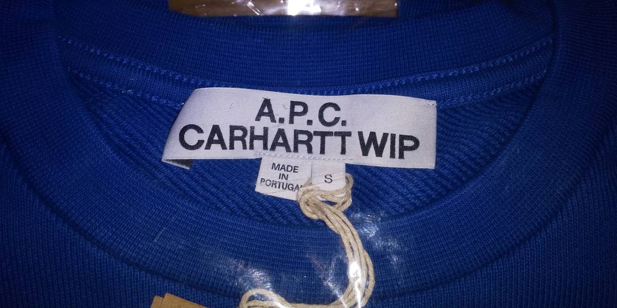 APC×CARHARTT WIP ロゴ スエット ロイヤルブルー Sサイズ 新品_画像3