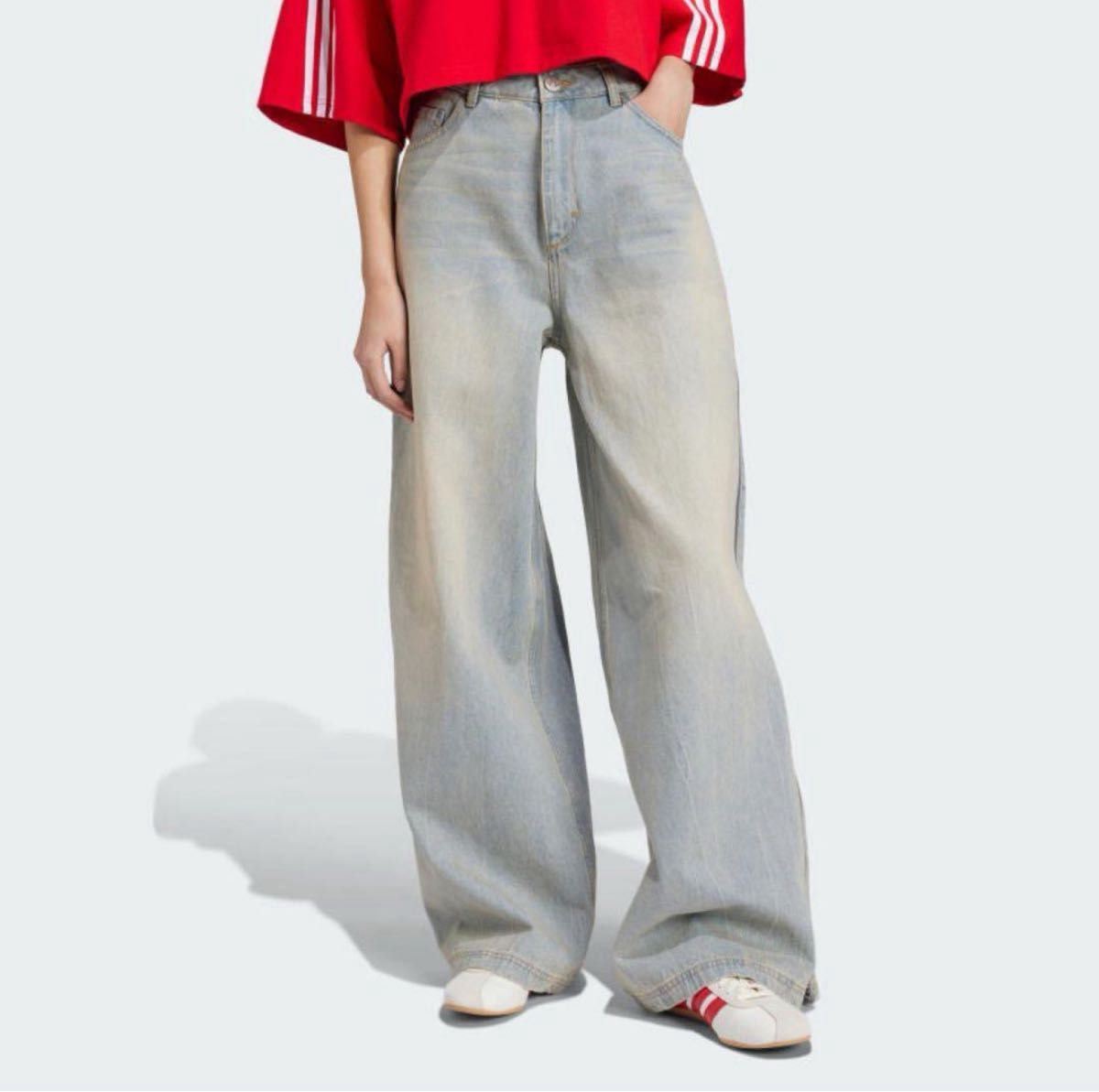 新品未使用】adidas denim zip ライトブルーデニム 29 ワイド 新品未使用】adidas denim zip ライトブルーデニム 29 ワイド