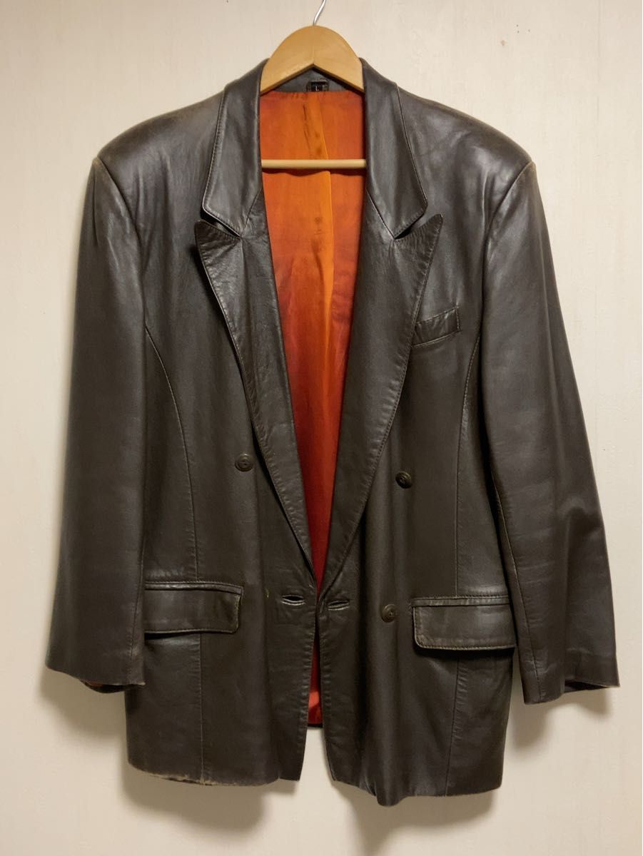 GW特別価格 】レギュラー古着 90s 90年代 オールレザー ダブル GW特別価格 】レギュラー古着 90s 90年代 オールレザー ダブル
