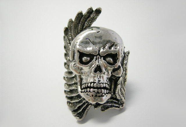 G&S USA 80s ヴィンテージ リング ビッグ スカル イーグル ドクロ 骸骨 ロック バイカーリング VINTAGE デッドストック BIKER RING_画像1