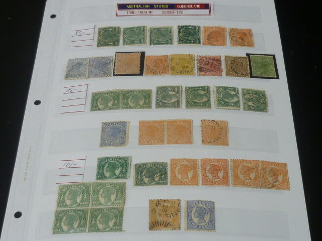 20　S 　オーストラリア切手 #22　QUEENSLAND　1890-1900年　SC#85-101の内　計36枚　使用済・未使用OH-LH　【SC評価 $160】