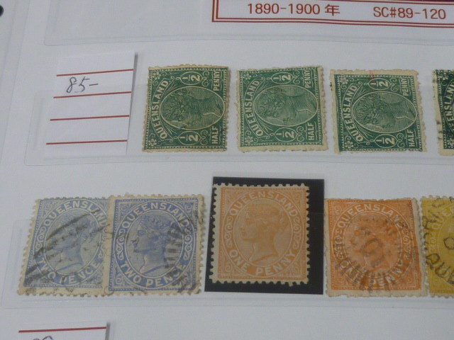 20　S 　オーストラリア切手 #22　QUEENSLAND　1890-1900年　SC#85-101の内　計36枚　使用済・未使用OH-LH　【SC評価 $160】　　_画像2